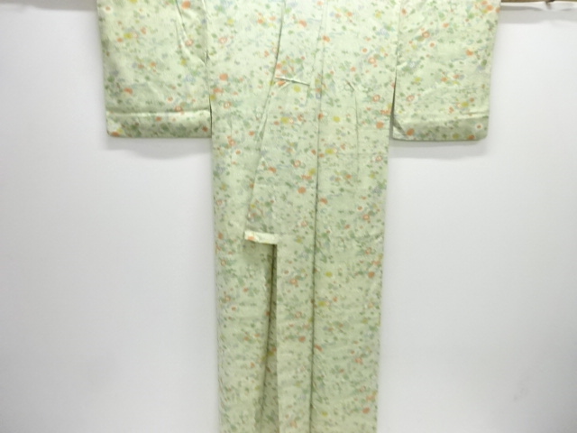  大正ロマン　草花に波模様着物